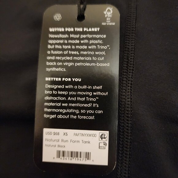Allbirds Natural Run Form Tank NWT Black XS - Picture 5 of 11
